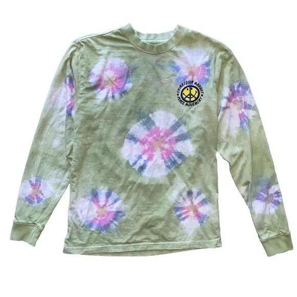 Chinatown Market Tee Smiley Tie Dye Peace Movement Long Sleeve Size Medium - Picture 2 of 5